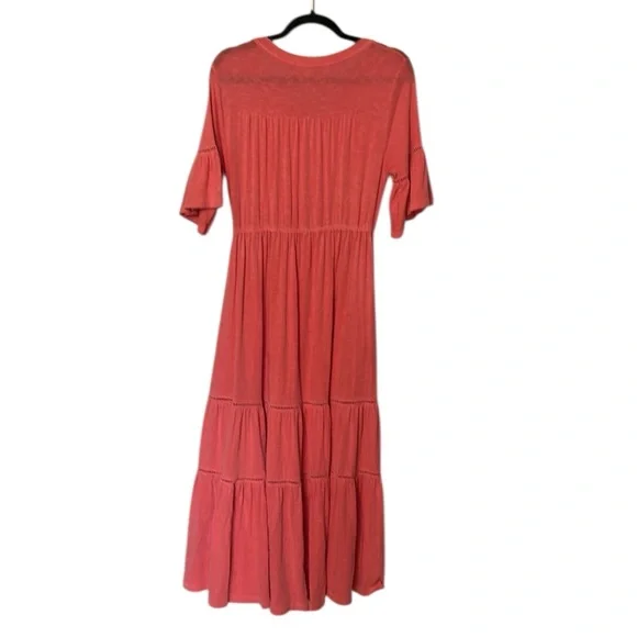 Sundry Coral Colored Tiered Maxi Dress Size 2 - Medium - Picture 8 of 9